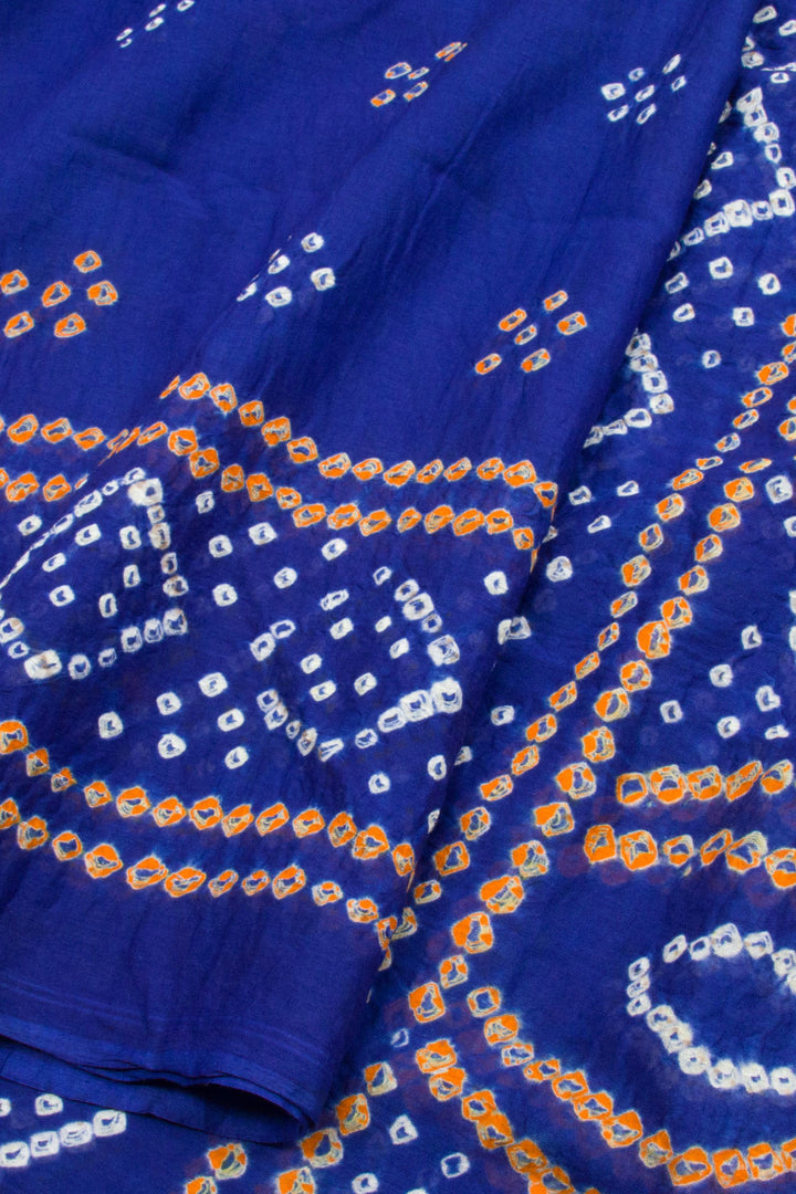 Royal Blue Handcrafted Bandhani Mulmul Cotton Saree 10062531