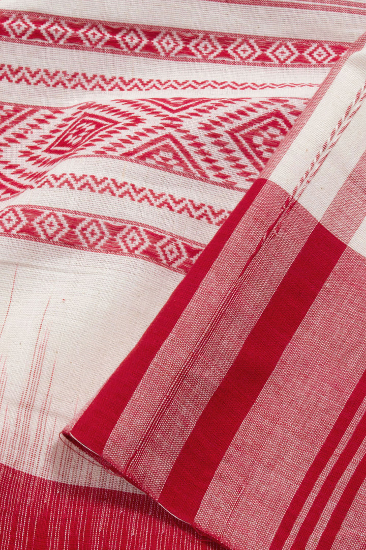 White Handloom Dhaniakhali Cotton Saree 10062593