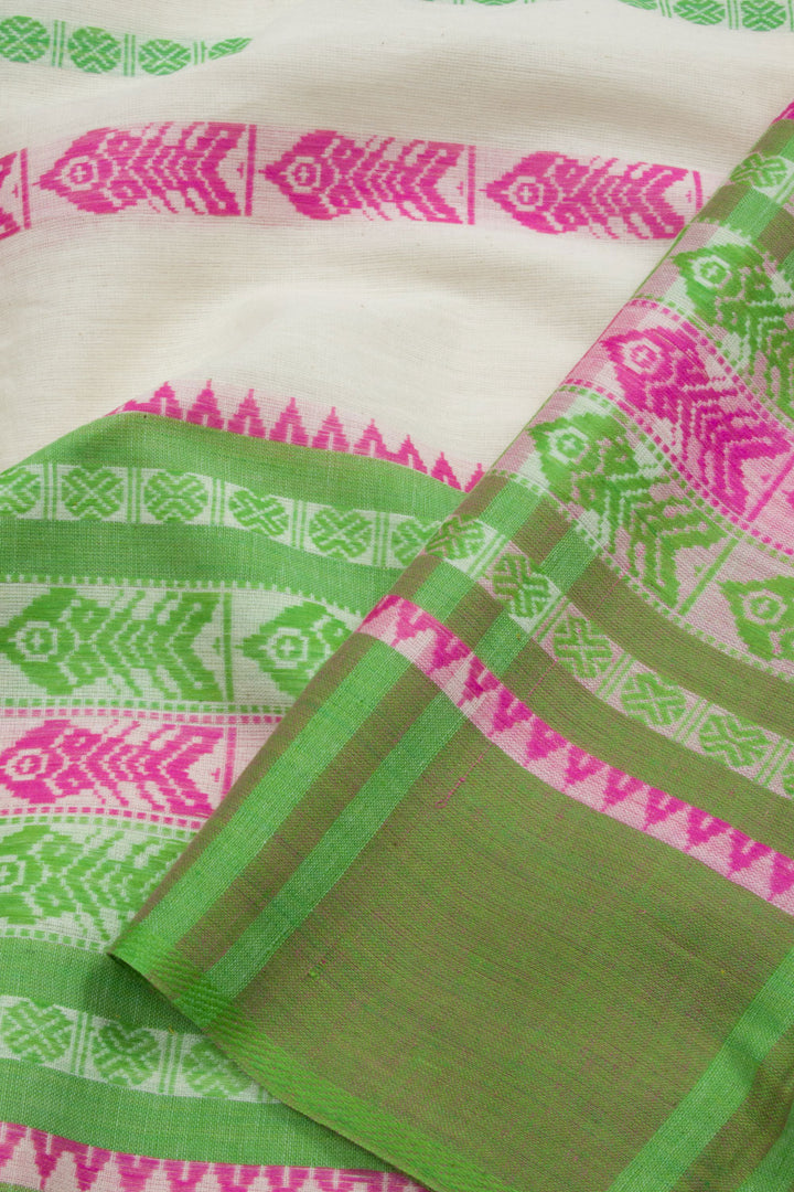 White Handloom Dhaniakhali Cotton Saree 10062594