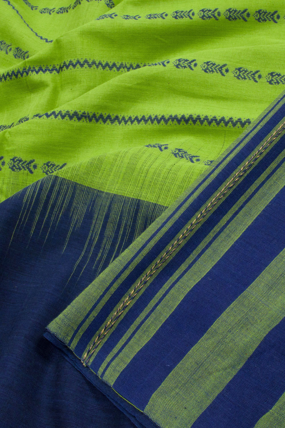 Parrot Green Handloom Dhaniakhali Cotton Saree 10062598