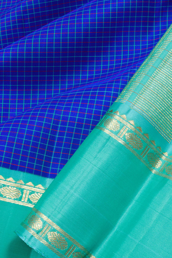 Sapphire Blue Pure Zari Korvai Kanjivaram Silk Saree 10062783