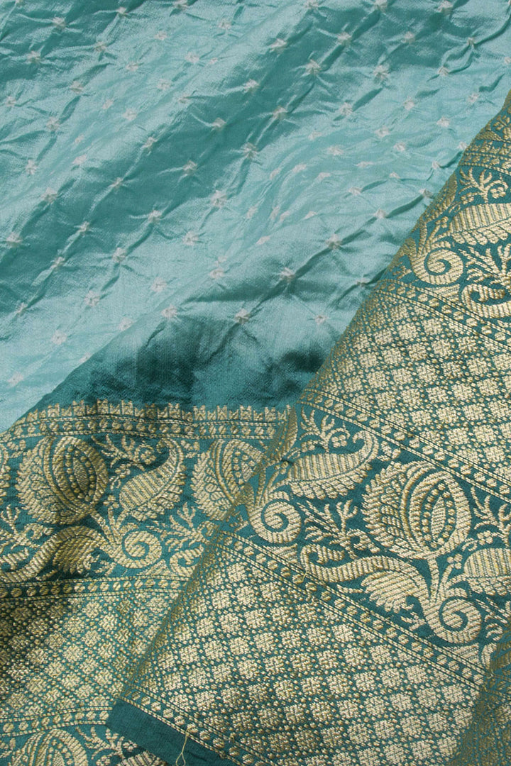 Powder Blue Kanjivaram Pure Silk Bandhani Saree 10062804