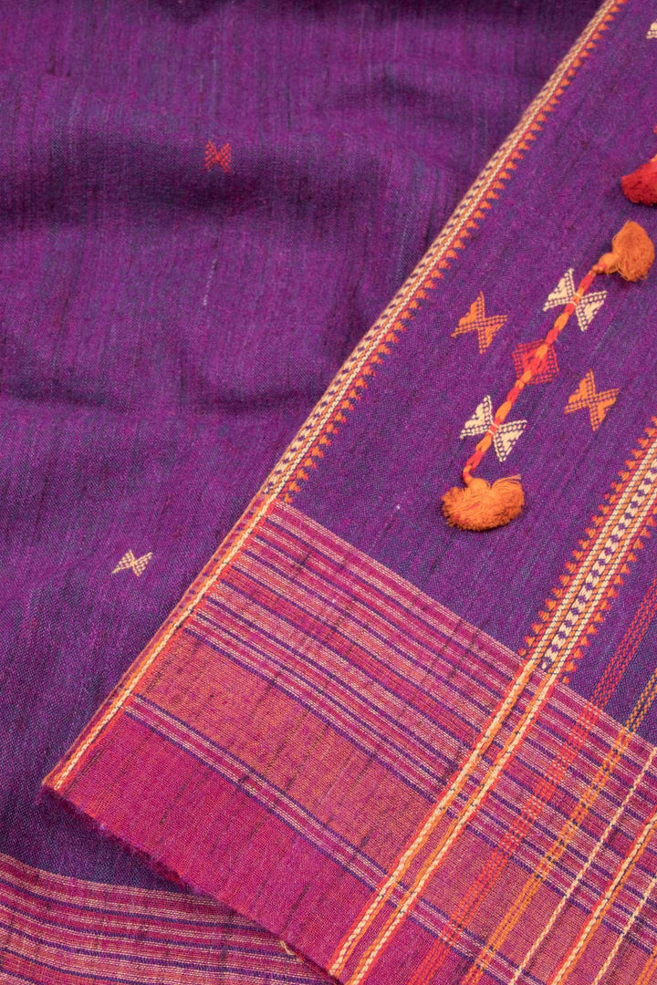 Warm Purple Handloom Bhujodi Kala Cotton Saree 10062882