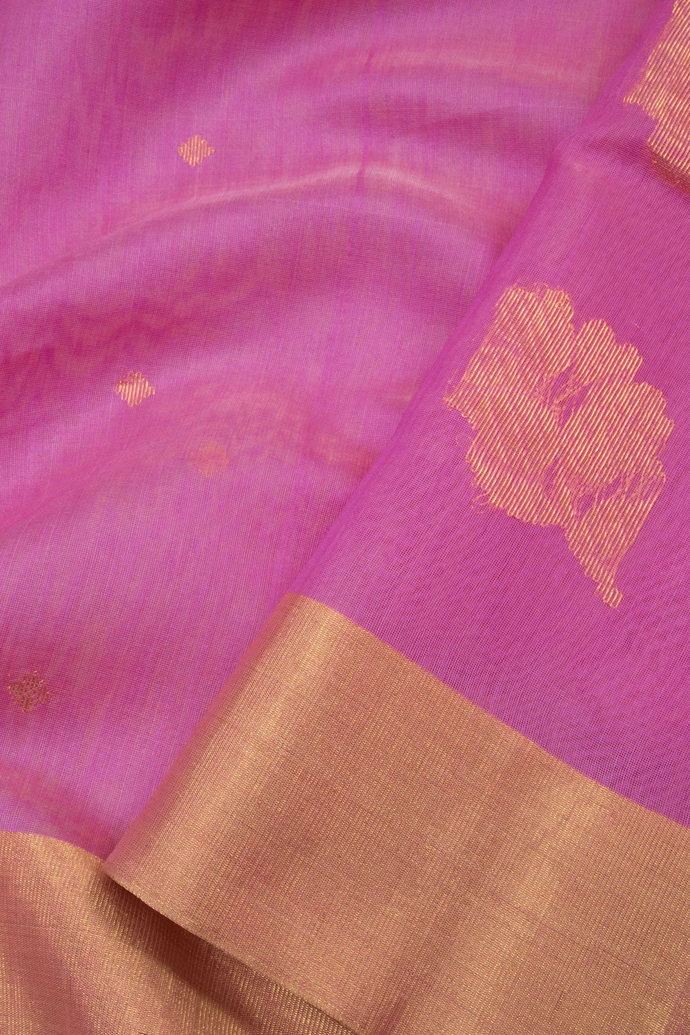 Thulian Pink Handloom Maheswari Silk Cotton Saree 10062917