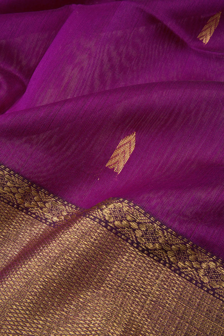 Purple Handloom Maheswari Silk Cotton Saree 10062924