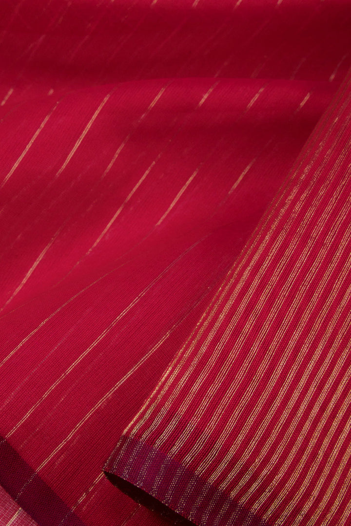 Raspberry Pink Handloom Maheswari Silk Cotton Saree 10062927