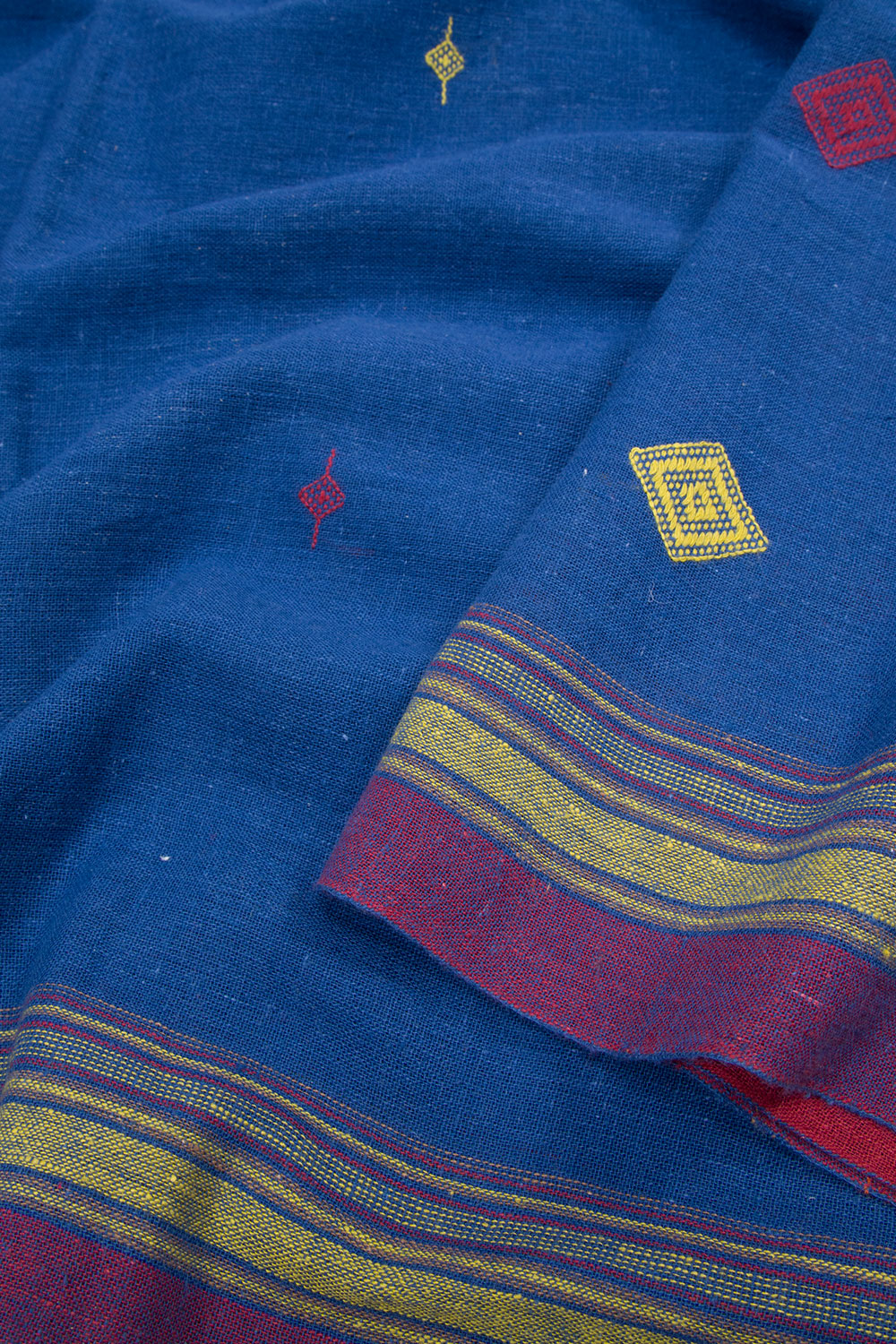 Yale Blue Handloom Bhujodi Kala Cotton Saree 10063041