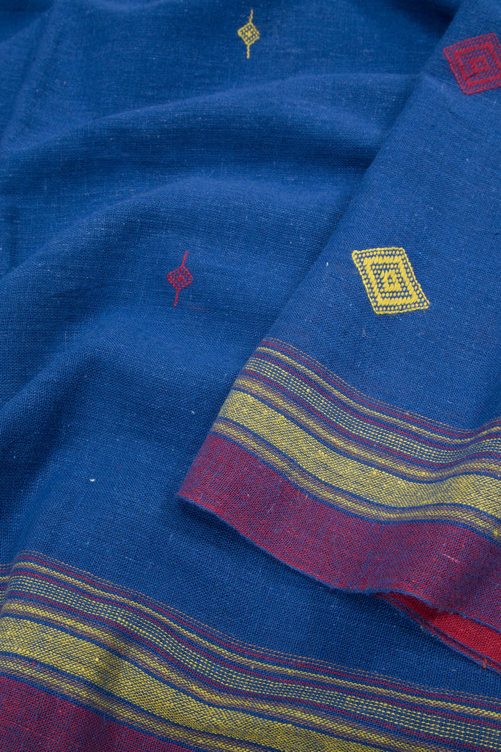 Yale Blue Handloom Bhujodi Kala Cotton Saree 10063041