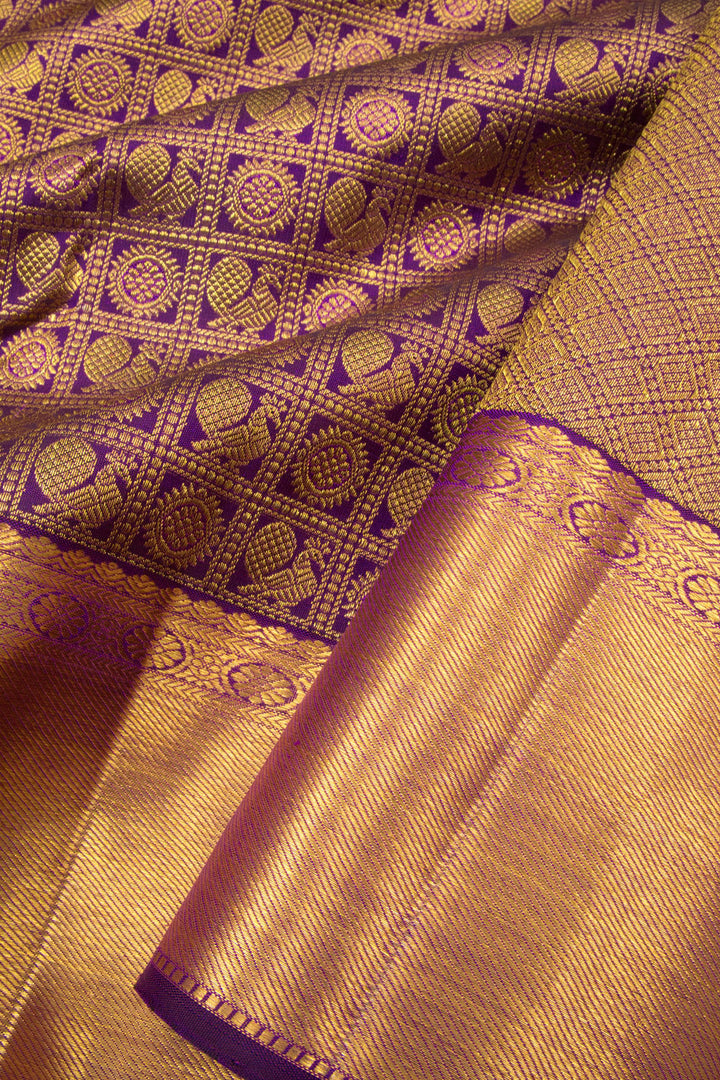 Velvet Violet Pure Zari Bridal Kanjivaram Silk Saree 10063056