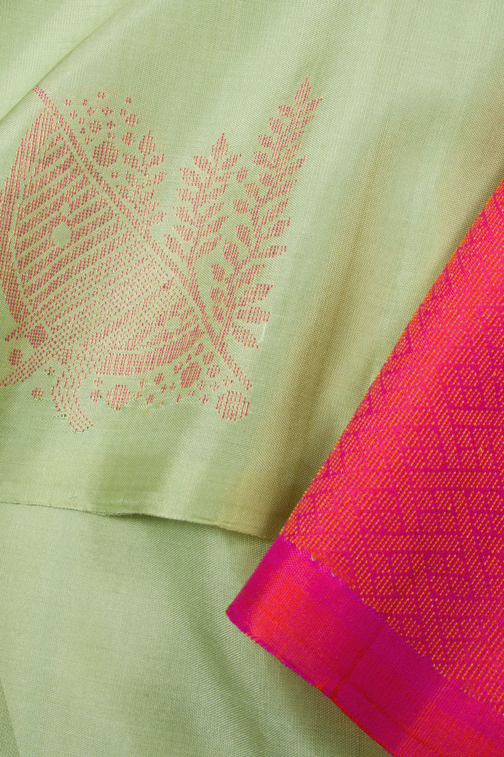 Pastel Green Handloom Kanjivaram Soft Silk Saree 10063293