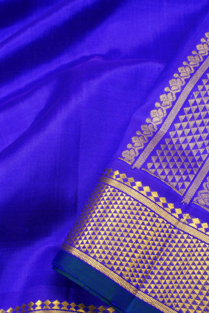 Sapphire Blue 9 Yards Pure Zari Kanjivaram Silk Saree 10063322