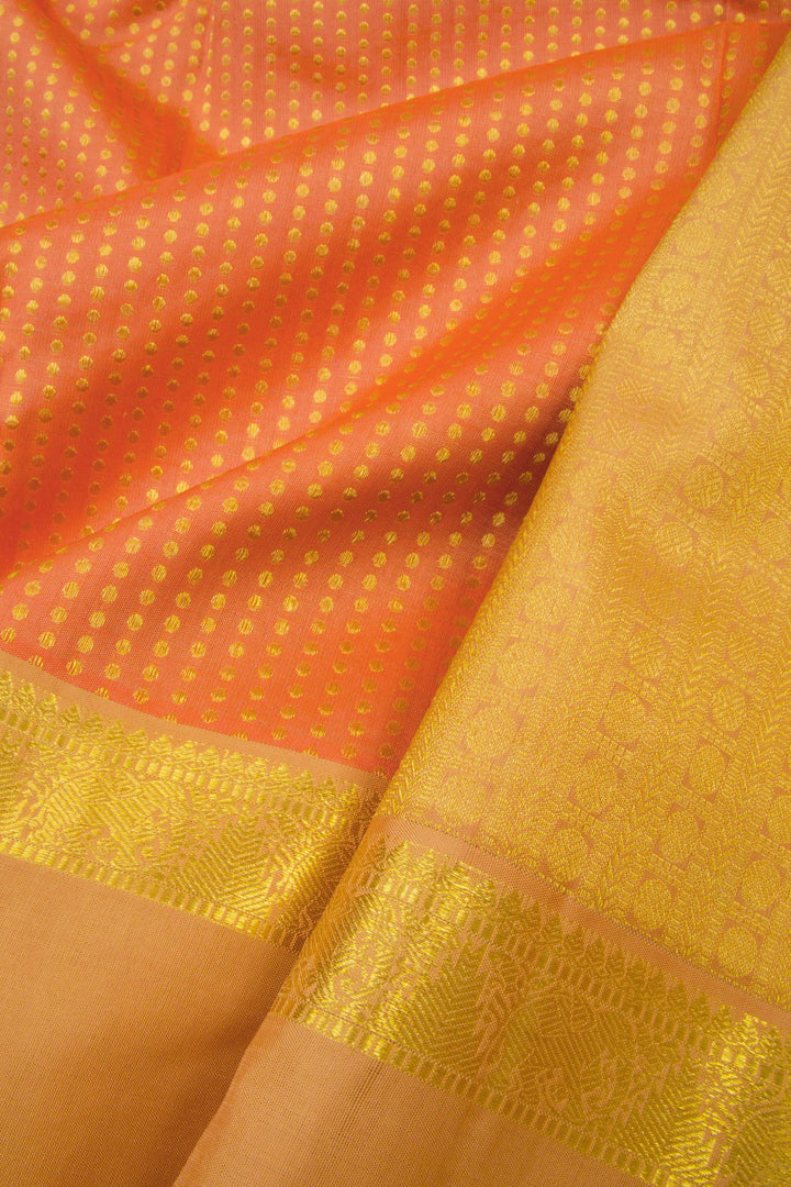 Pumpkin Orange Pure Zari Kanjivaram Silk Saree 10063323