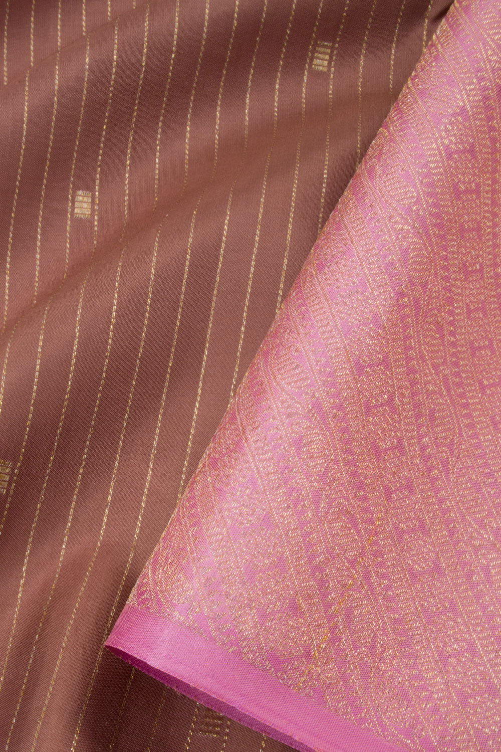 Pinkish Brown Handloom Pure Zari Kanjivaram Silk Saree 10063334