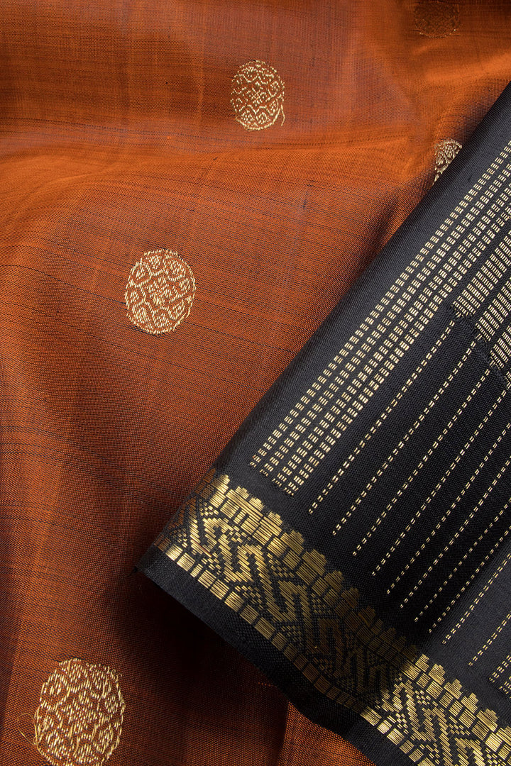 Sienna Brown Pure Zari Kanjivaram Silk Saree 10063352