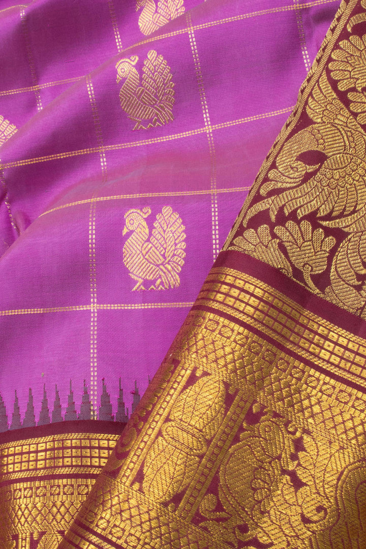 Persian Pink Pure Zari Bridal Korvai Kanjivaram Silk Saree 10063379