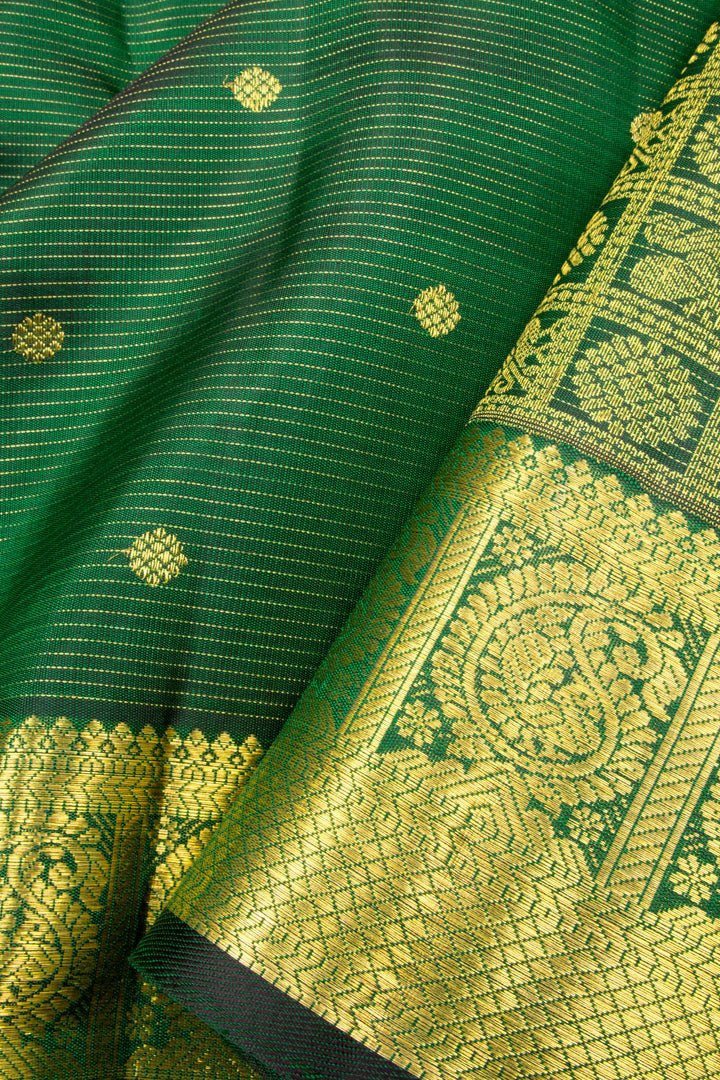 Bottle Green Pure Zari  Kanjivaram Silk Saree 10063398