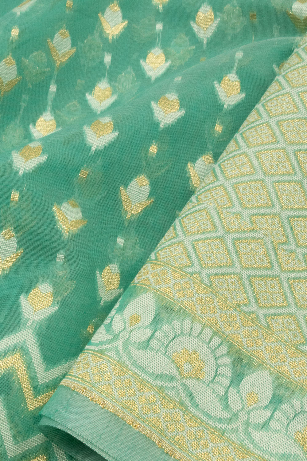 Teal Green Handloom Banarasi Cotton Saree - Avishya