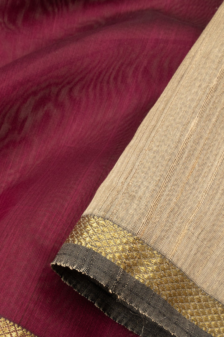 Maroon Handloom Maheshwari Silk Cotton Saree - Avishya