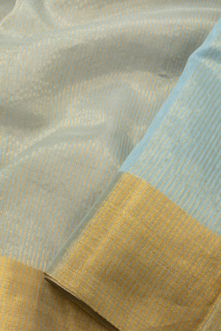 Powder Blue Handloom Maheswari Silk Cotton Saree- Avishya