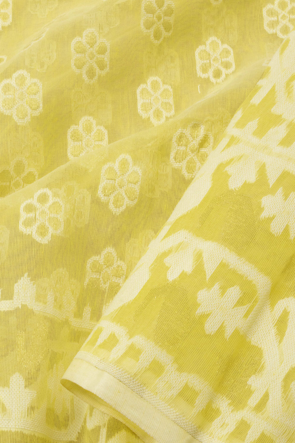 Sweet Corn Yellow Handloom Jamdani Style Jamdani Cotton Saree - Avishya