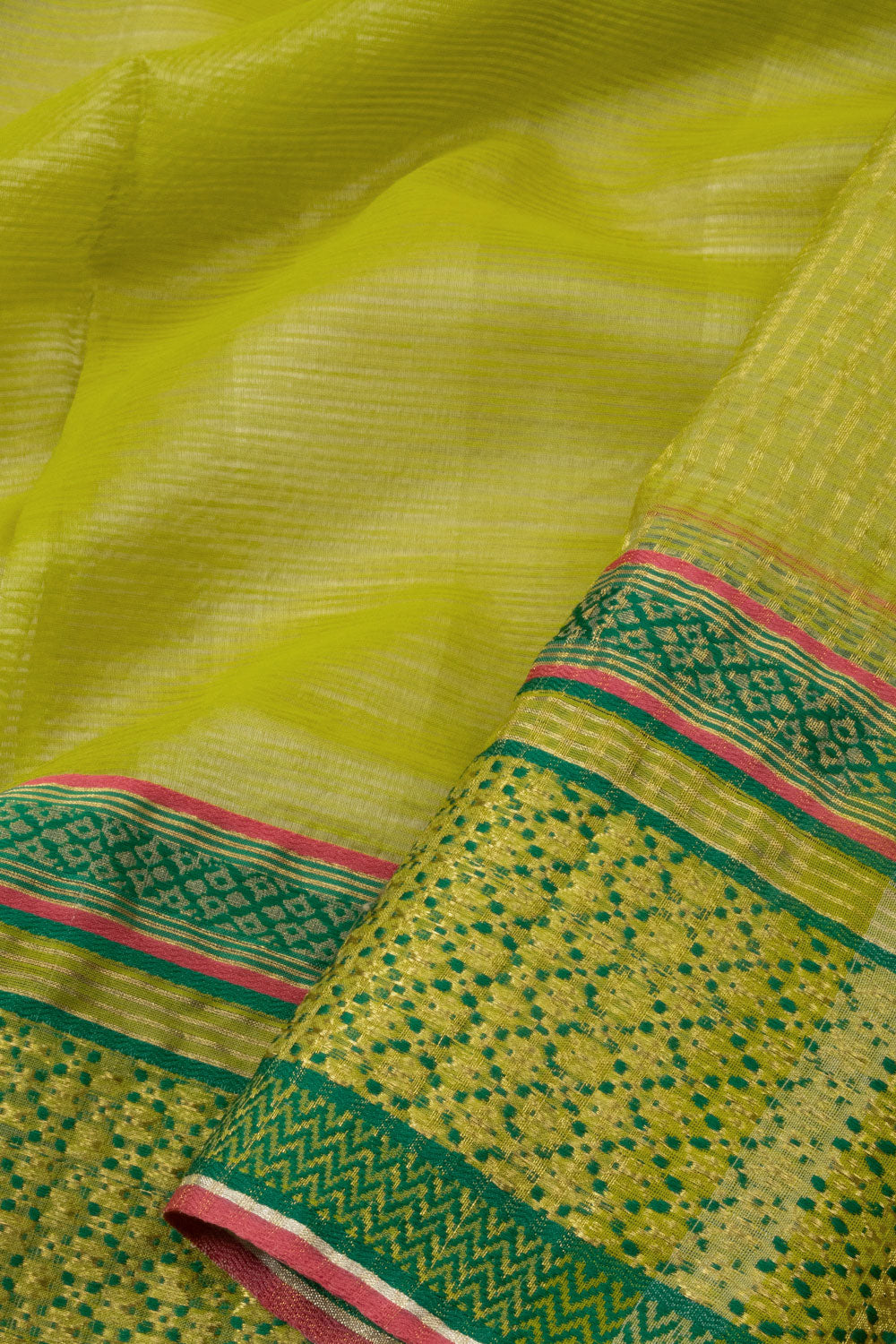 Green Handloom Maheshwari Silk Cotton Saree - Avishya.com 