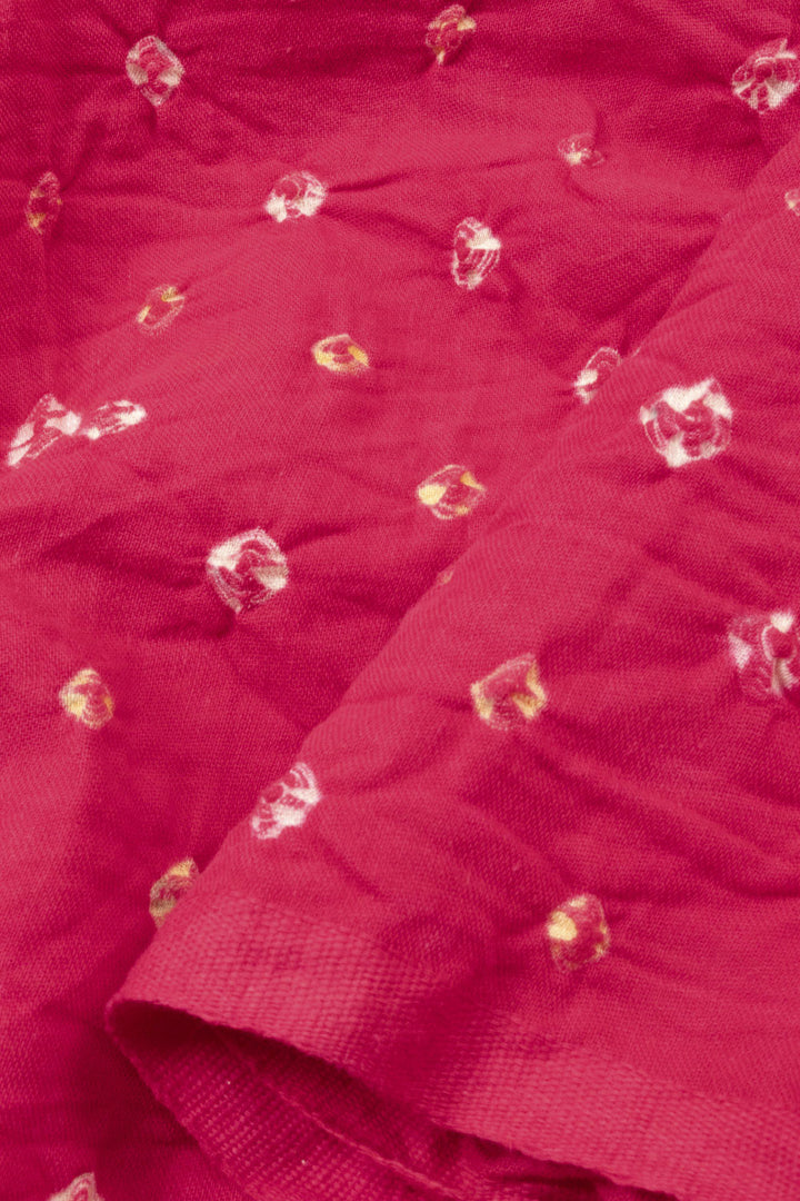 Red Handcrafted Bandhani Cotton Saree - Avishya