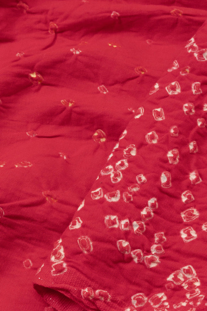 Red Handcrafted Bandhani Cotton Saree - Avishya