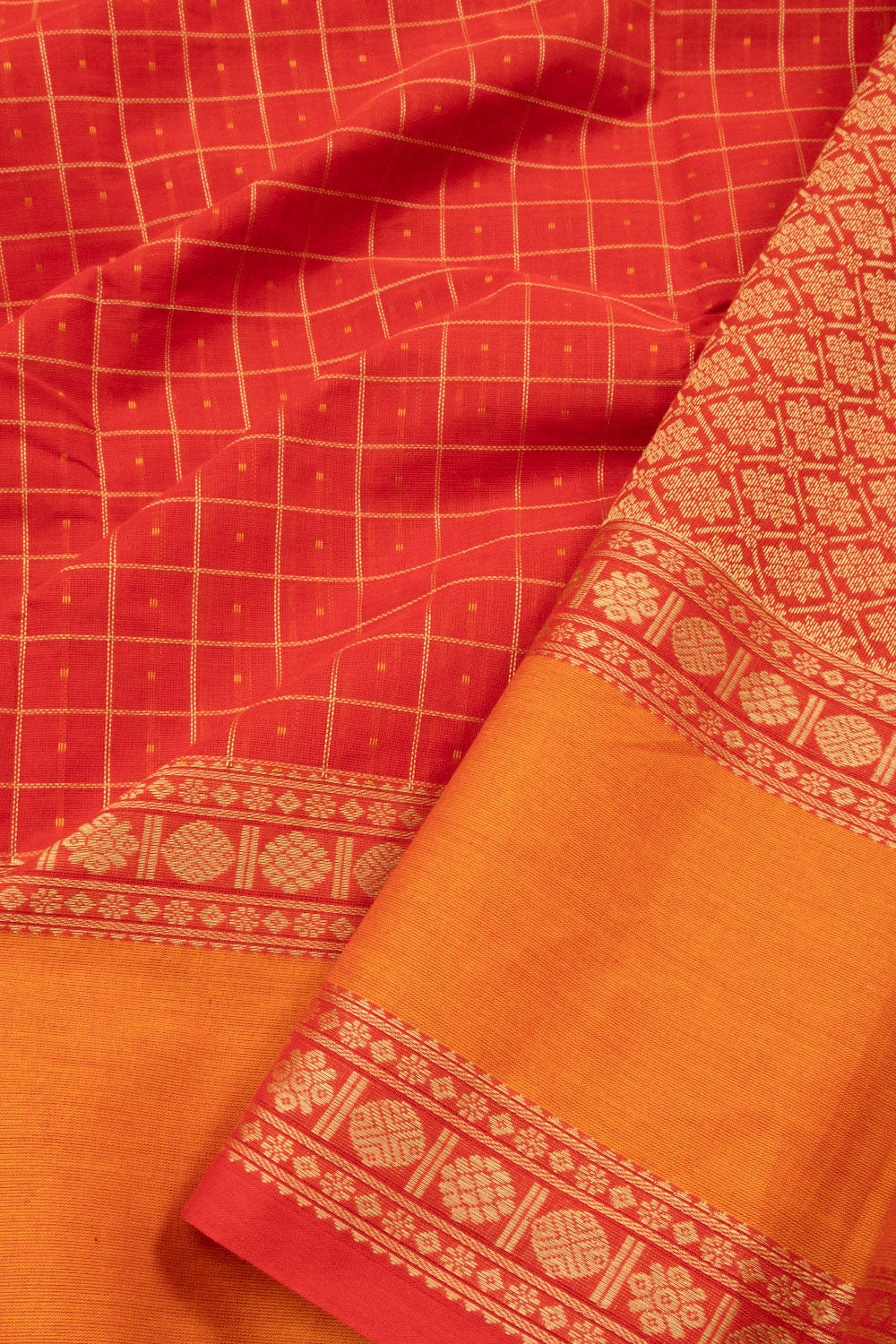 Red Handloom Kanchi Cotton Saree - Avishya