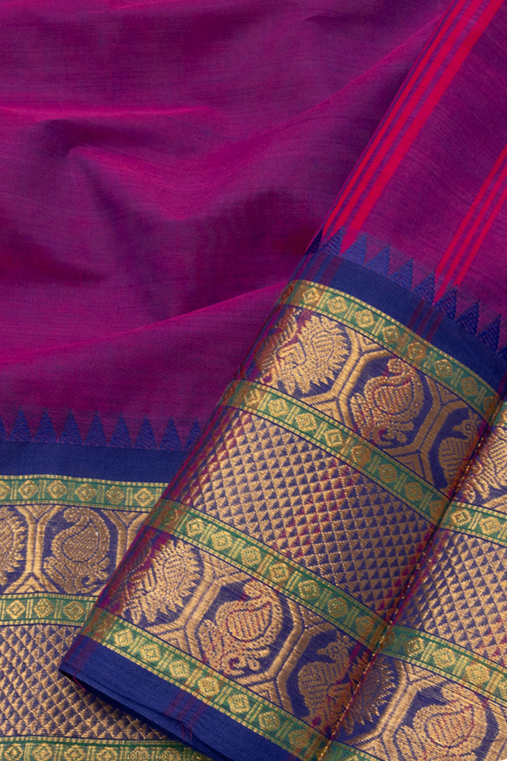 Purple Handloom Chettinad Cotton Saree - Avishya