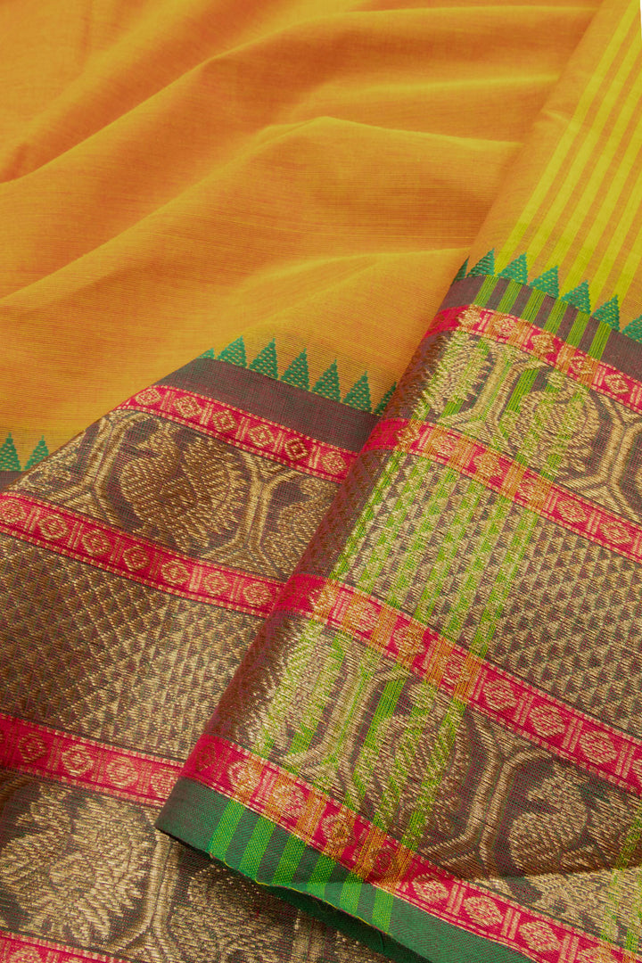 Yellow Handloom Chettinad Cotton Saree