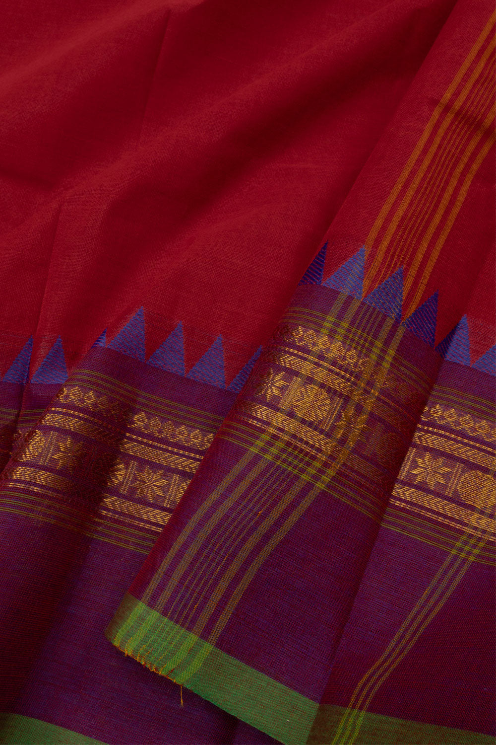 Red Handloom Chettinad Cotton Saree - Avishya