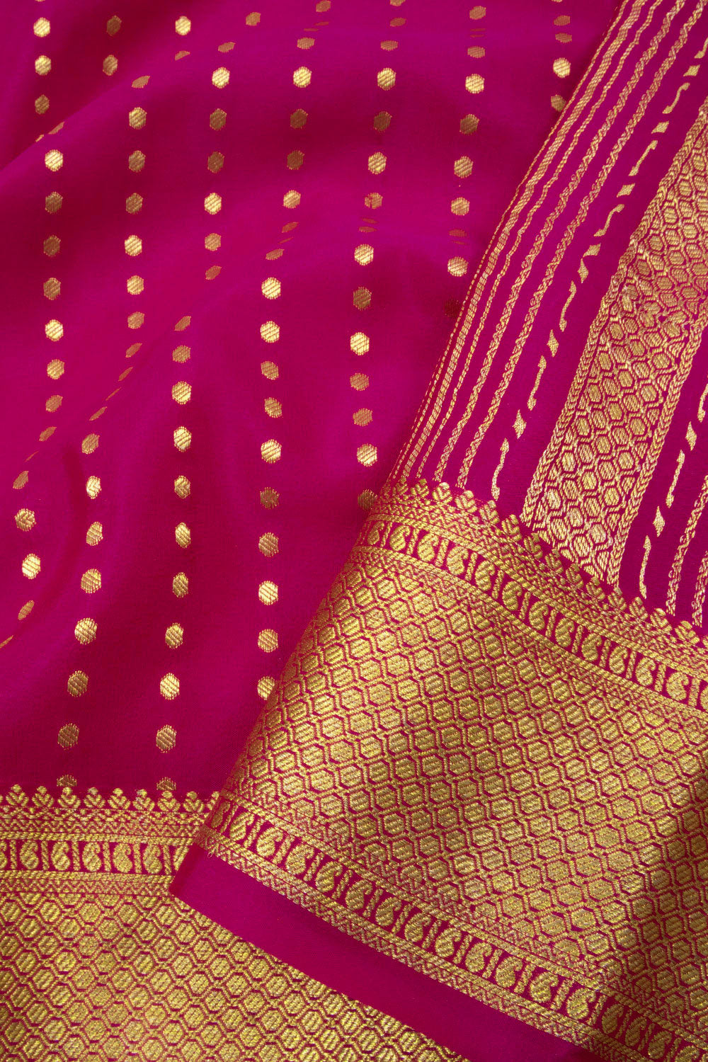 Rani Pink Mysore Crepe Silk Saree - 10064305