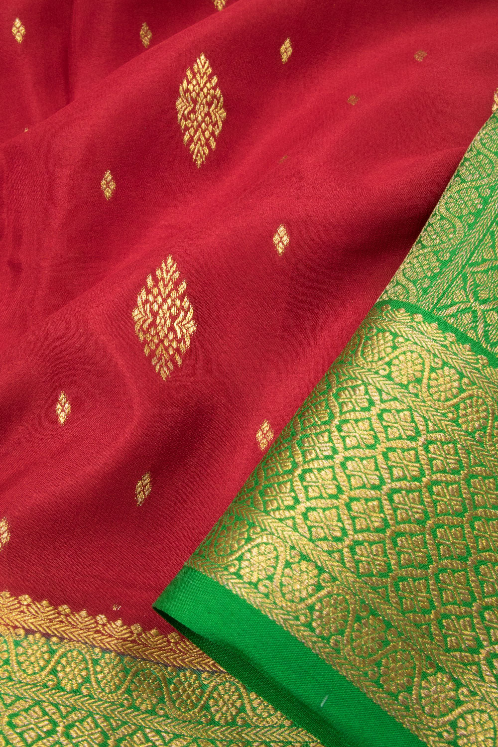 Buy Red Mysore Silk Saree T328392