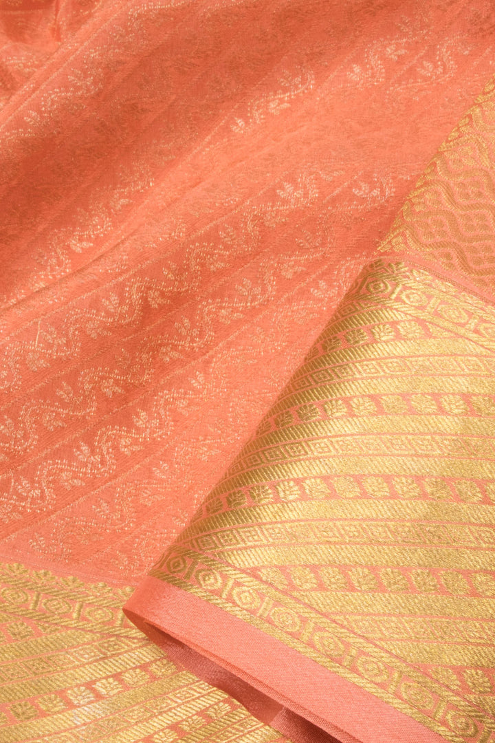 Peach Mysore Crepe Silk Saree -Avishya