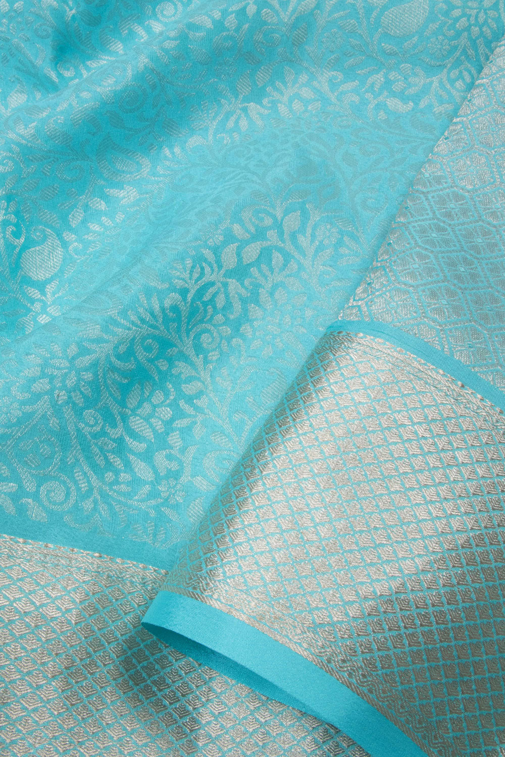 Sky Blue Mysore Crepe Silk Saree - 10064329