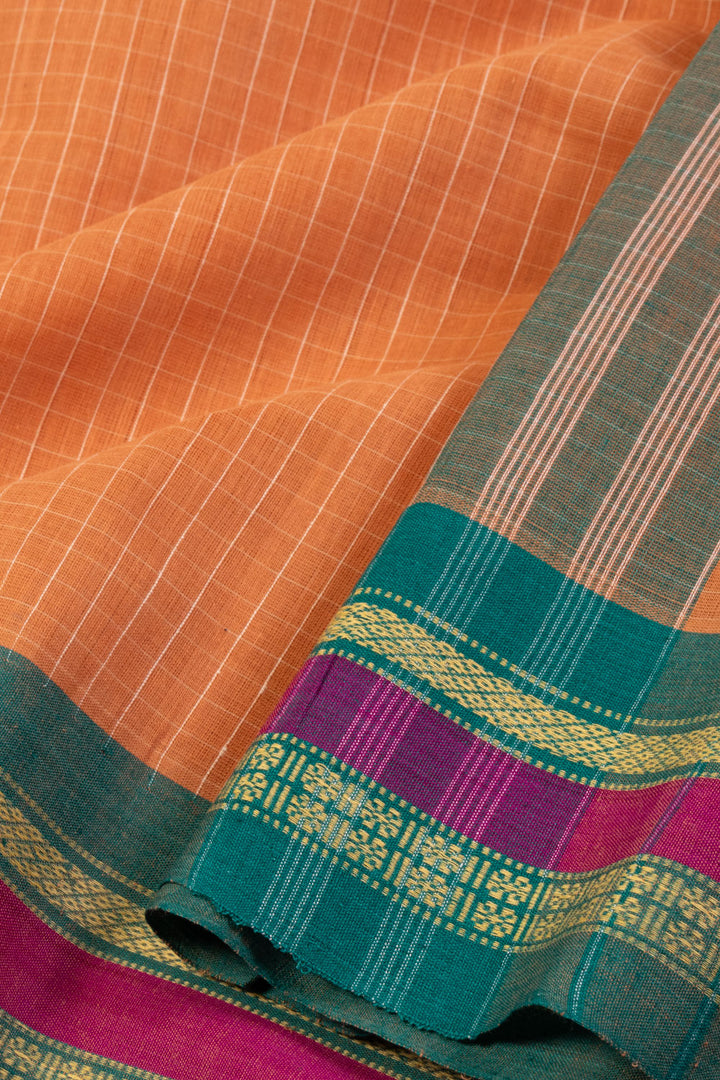 Peach Handloom Narayanpet Cotton Saree 10064364 - Avishya