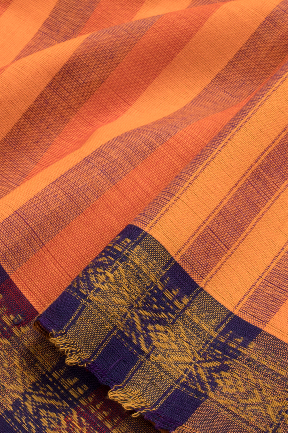 Orange Handloom Narayanpet Cotton Saree Without Blouse-Avishya