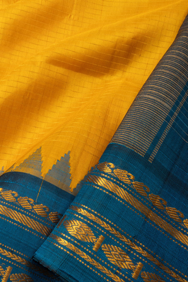 Yellow Handloom Gadwal Kuttu Silk Saree - Avishya