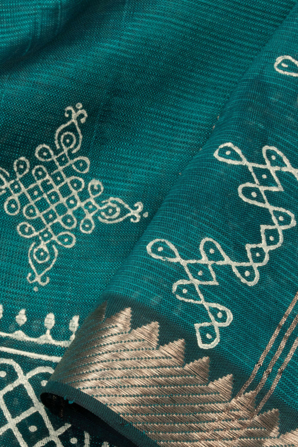 Teal Green Handloom Mangalgiri Silk Cotton Saree 10064482