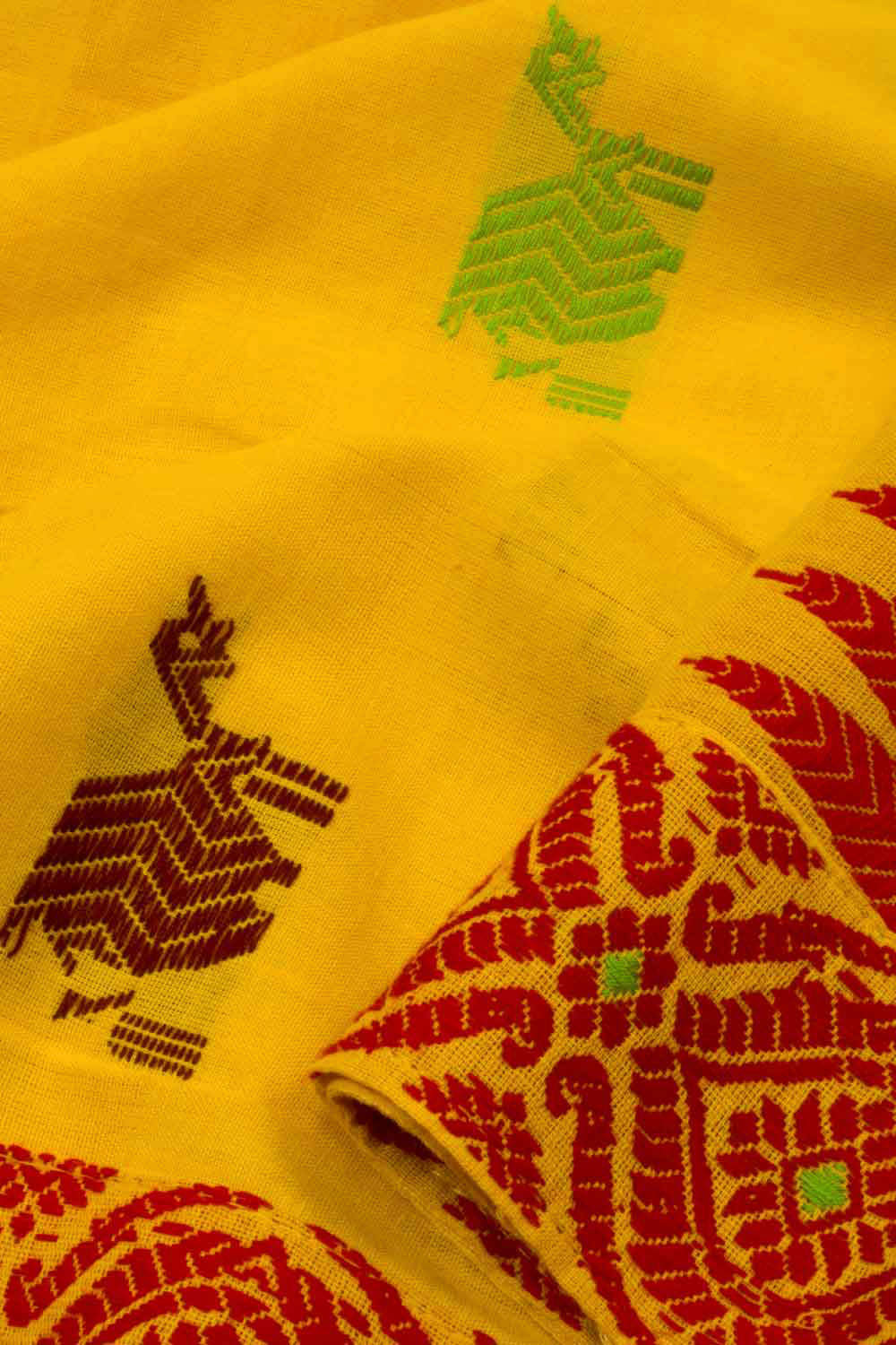 Yellow Handloom Assam Cotton Saree - Avishya