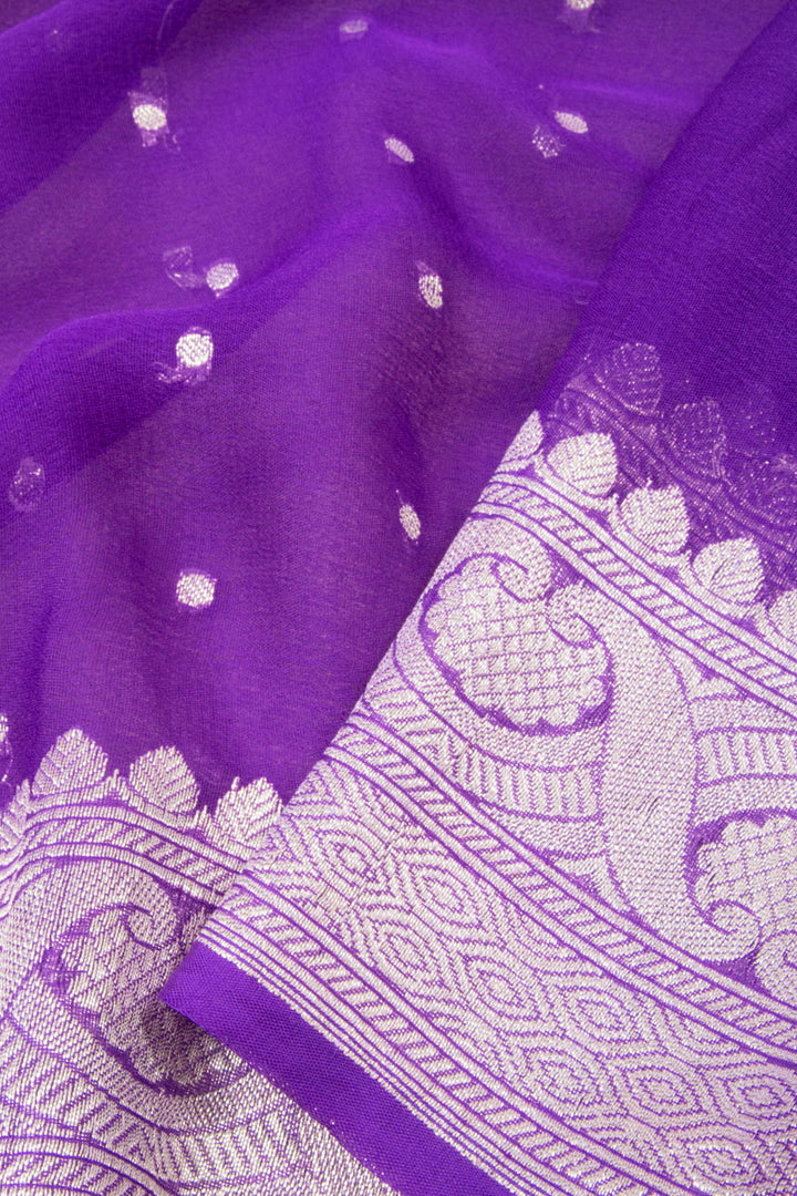 Purple Handloom Khaddi Banarasi Chiffon Saree - Avishya