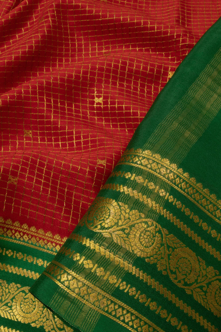 Red Mysore Crepe Silk Saree 10064620