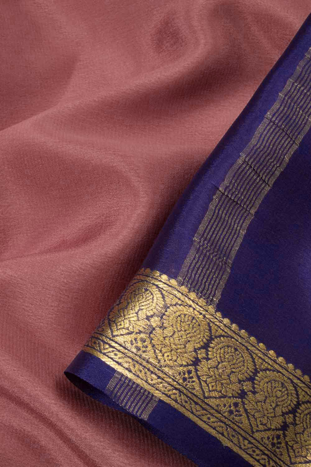 Salmon Pink Mysore Crepe Silk Saree 10064625