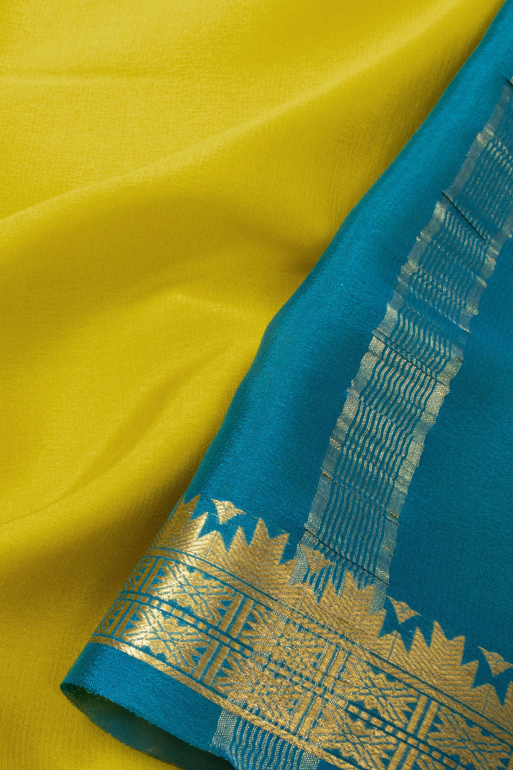 Sunny Yellow Mysore Crepe Silk Saree 10064629