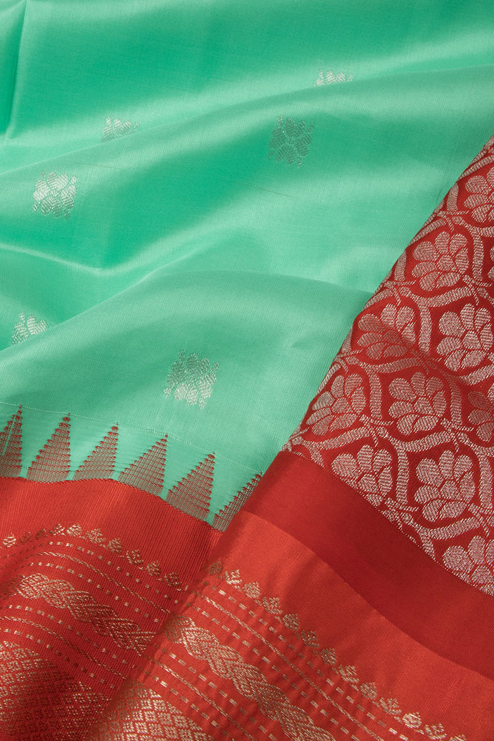 Mint Green Handloom Gadwal Kuttu Silk Saree - Avishya