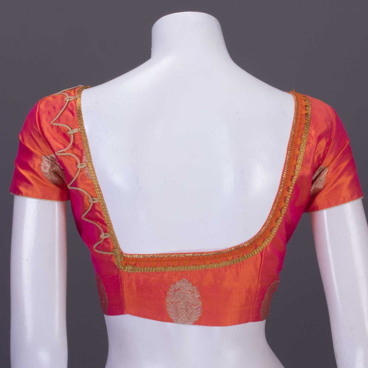 Orange Shot Pink Banarasi Silk Blouse