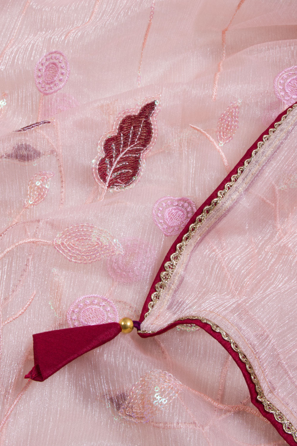 Pink Embroidered Organza Saree - Avishya