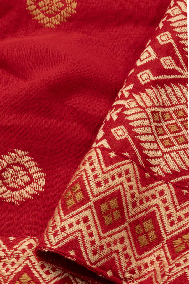 Red Handloom Assam Cotton Saree - Avishya