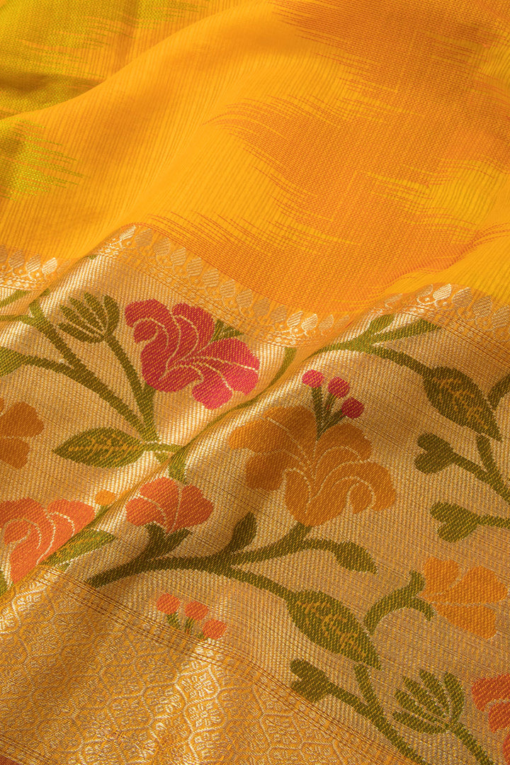 Yellow Handloom Banarasi Cotton Saree - Avishya