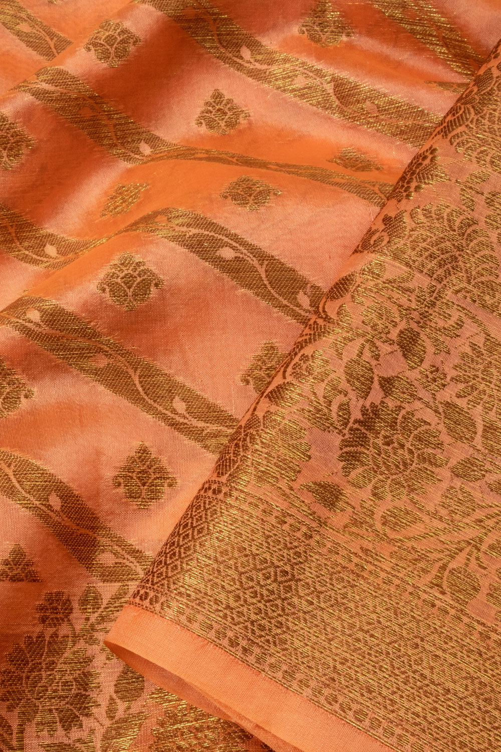 Peach Handloom Banarasi Cotton Saree - Avishya